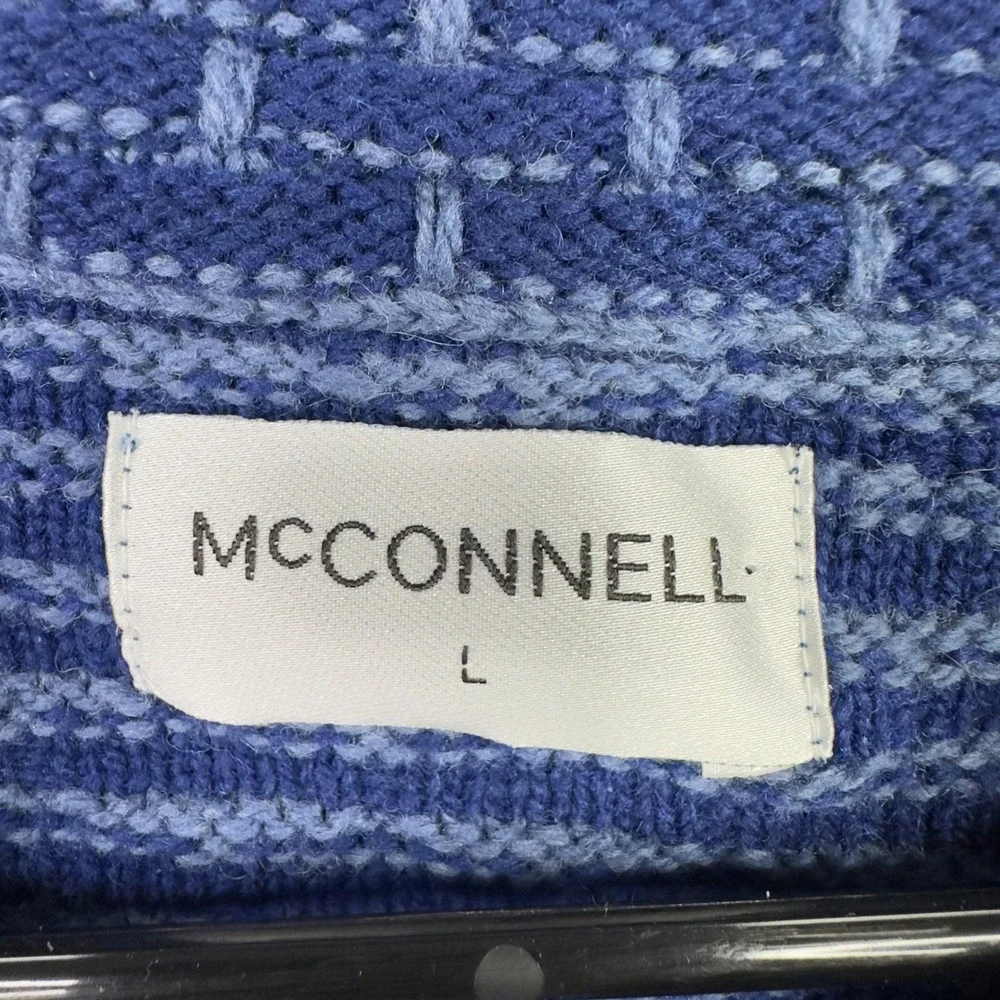 McConnell Sweater Mens L Blue Irish Merino Wool Brick Made in Ireland Grandpa‎
